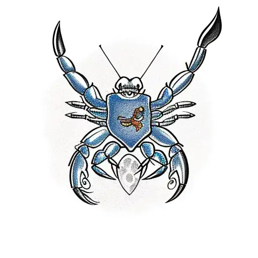 Crab Shooting A Bow And Arrow And A Scorpion Watching