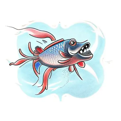 A Fish Fighting Against Two Crabs