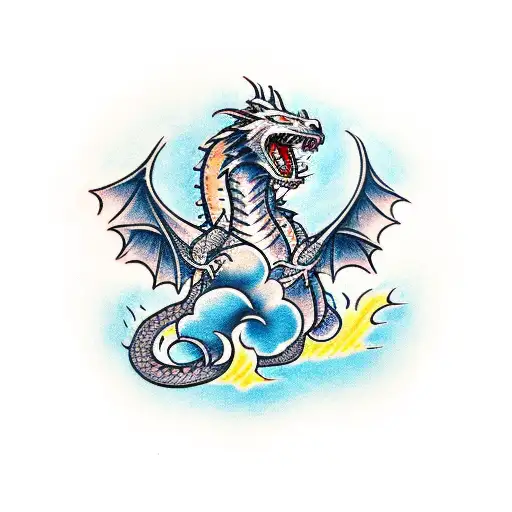 A Dragon And Wolf Ina Battle