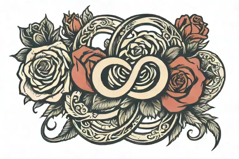 Infinity Symbol With Rose And Heart Shape