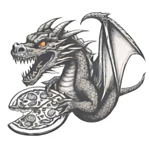 Dragon Eating Pizza Slice