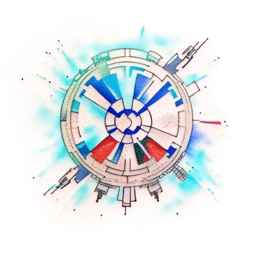 A Watercolor Modern Style Tattoo Depicting A Scene From Star Wars To Full Arm Cover