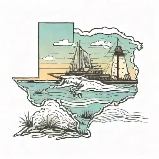 Texas State Outline Gulf Coast Inside
