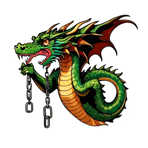 Dragon Holding Chains
