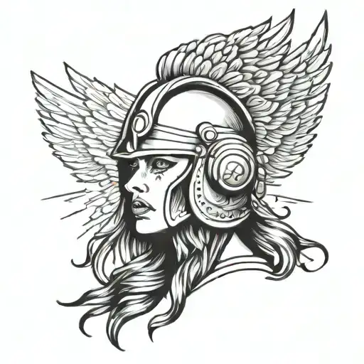 Women Face In Valkyrie Helmet Adorned
