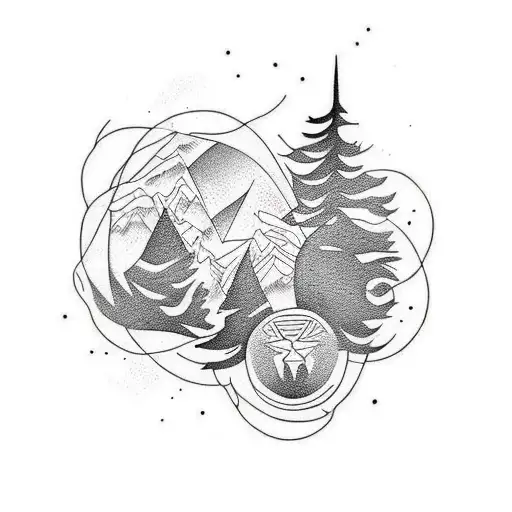 Abstract Blackwork Design Inspired By Forest Shadows