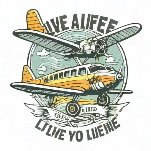 An Airplane Flying Into The Future And The Inscription Live A Life You Will Remember