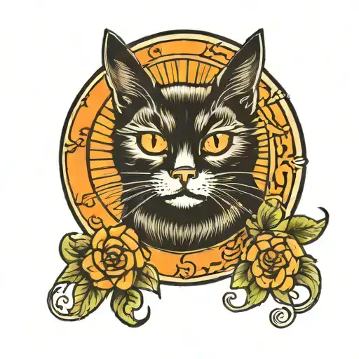 Black Cat With A Sun