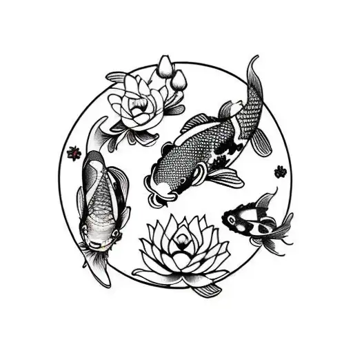 A Flutter Of Koi Fish Black And White