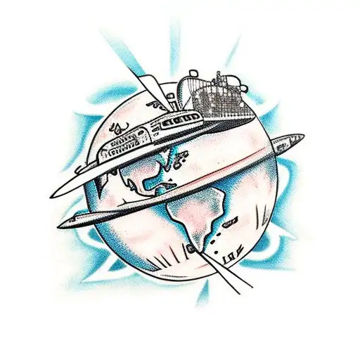 Planet Earth With Planes And Trains