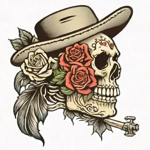 Skeleton Bandito With Roses