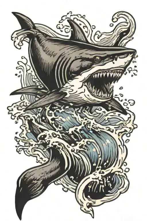 Shark Breaching Water