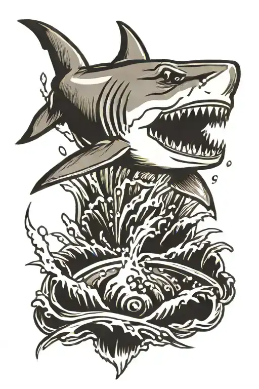 Shark Breaching Water