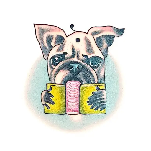 A Silhouette Of A Dog Reading A Book While Sipping Coffee