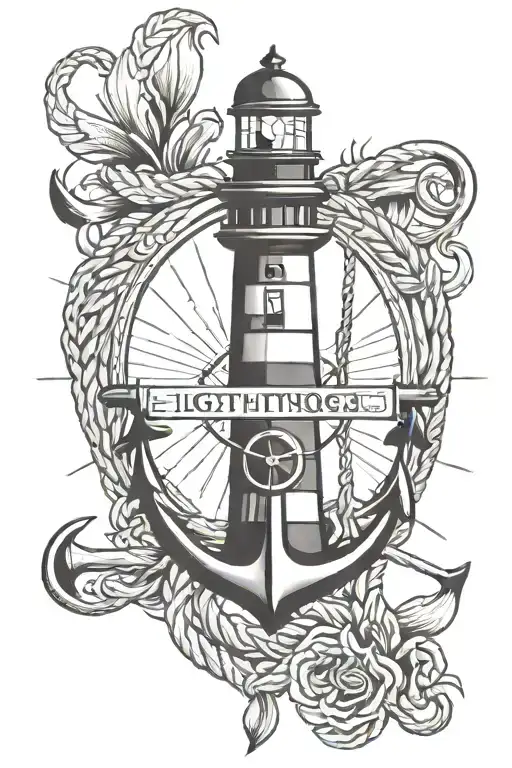 Lighthouse Anchor Rope Ship Steering Wheel