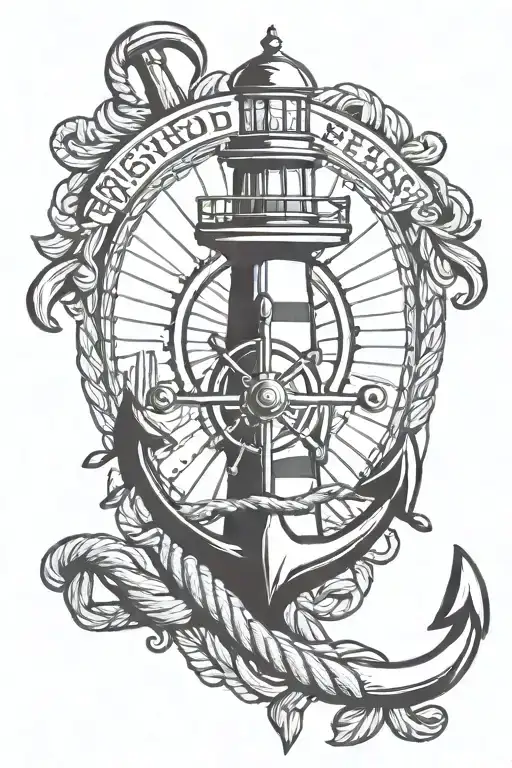 Lighthouse Anchor Rope Ship Steering Wheel