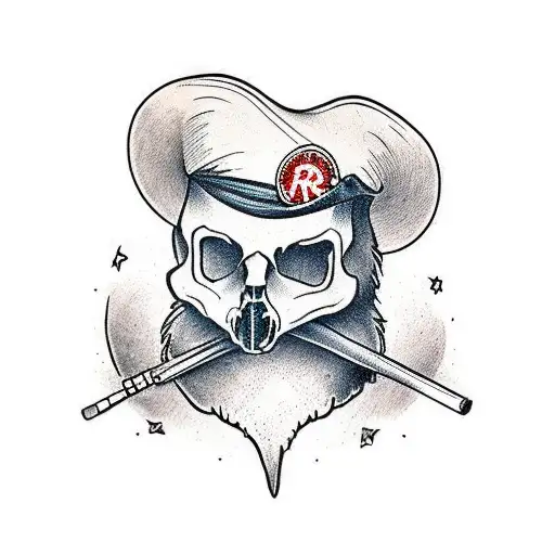 Racoon With A Hat Of A Animal Skull