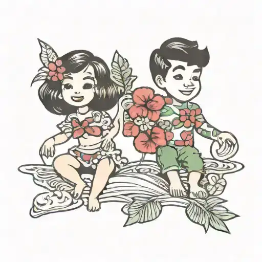 Girl And Boy Hawaii