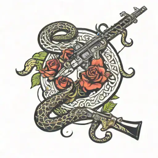 An M4 Rifle And A Snake Wrapped Around It And The Number Twenty