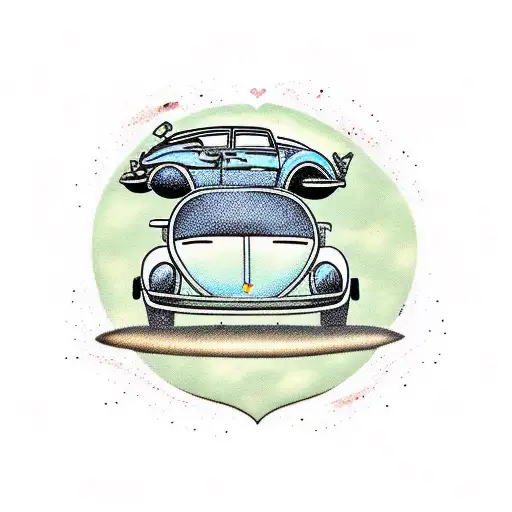 Beetle Car With Heart And Brain