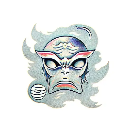Moon With Oni Mask