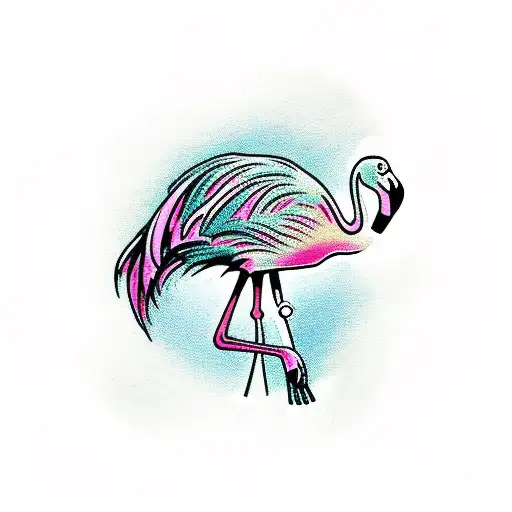 Pink Flamingo Blowing Bubbles Holding A Lacrosse Stick