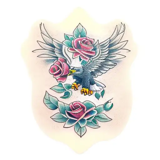 Eagle With A Rose