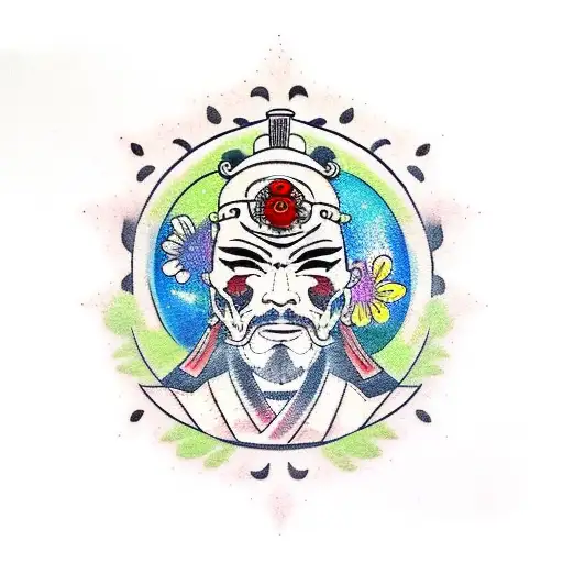 Samurai Warrior With Flowers