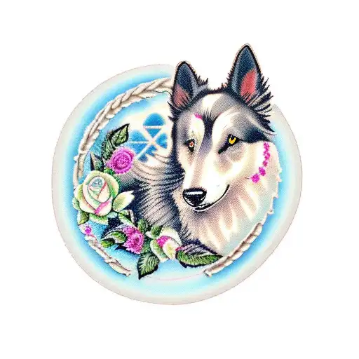 Black Shetland Sheepdog With Rose Background