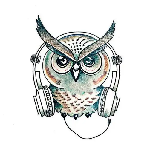 Owl Using Headphones