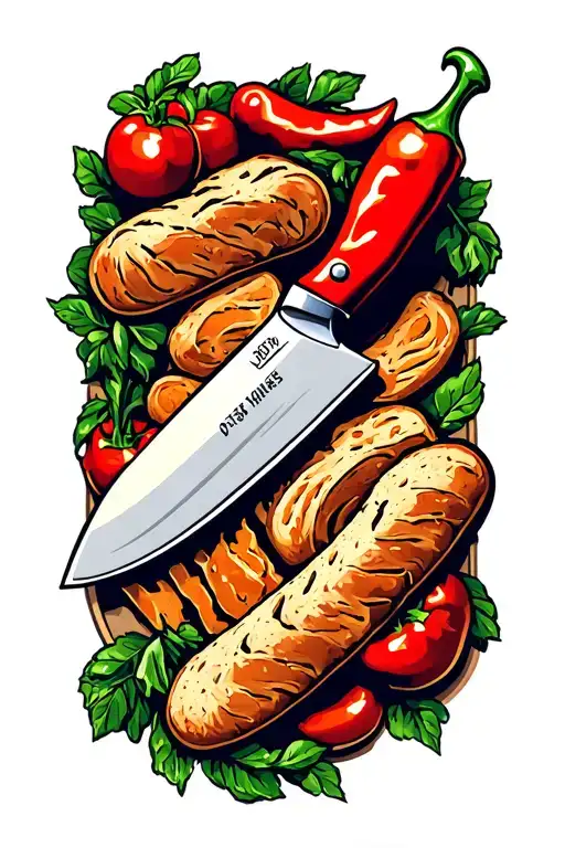 Color Knife Cook Chilli Bread Meat Knife