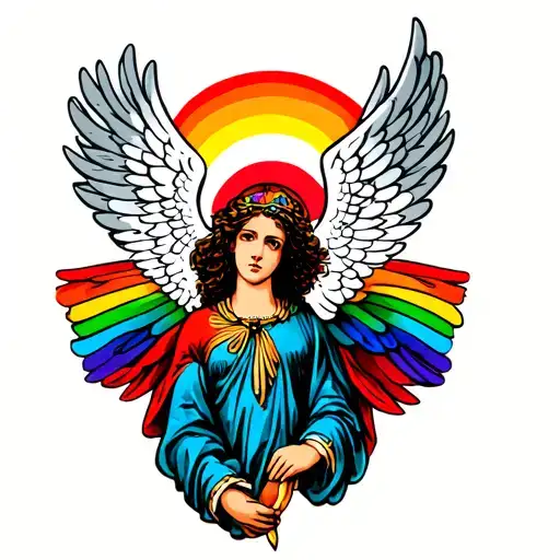 Rainbow With Angel Wings Spread