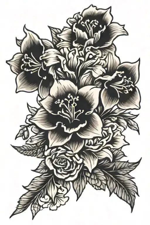 Larkspur Daffodil Rose Carnation Bouqet