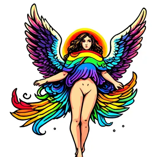 Rainbow With Angel Wings