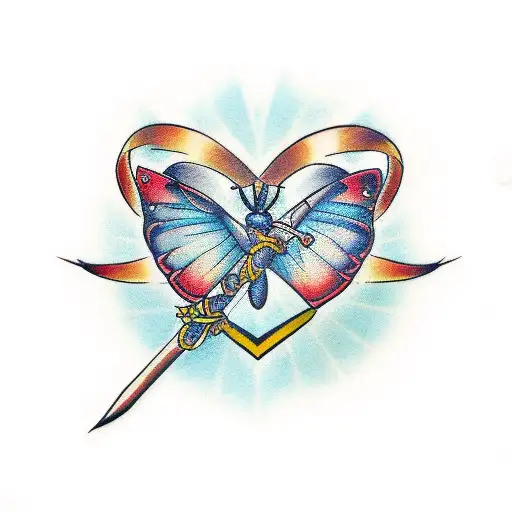 Bow And Arrow Heart Butterfly