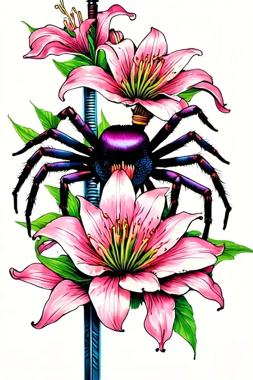 Katana With Spider Lily Flower