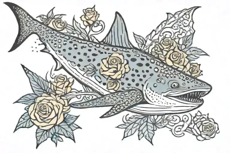Whale Shark With Shadows And Roses Entwined