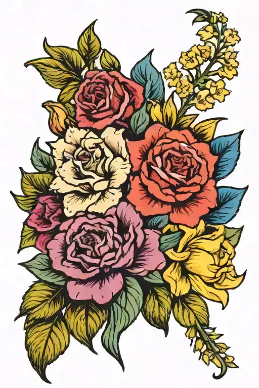 Bouquet Larkspur Rose Carnation And Daffodil