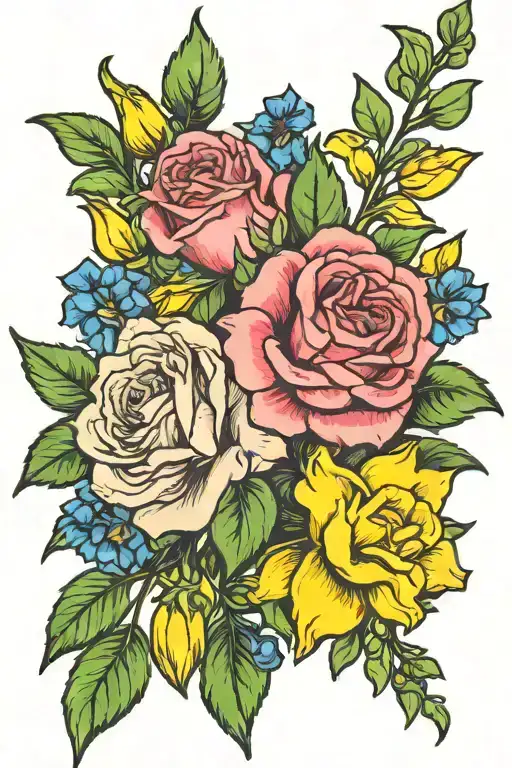 Bouquet Larkspur Rose Carnation And Daffodil