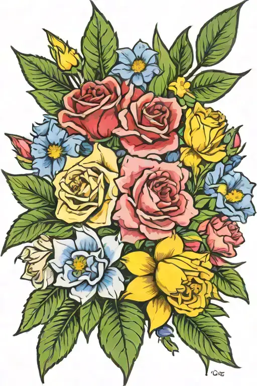 Bouquet Larkspur Rose Carnation And Daffodil