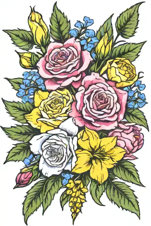 Bouquet Larkspur Rose Carnation And Daffodil