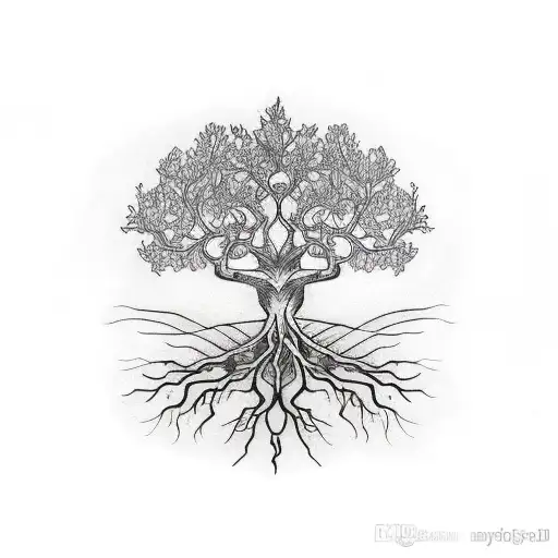 Tree Of Life With Roots Representing Veins