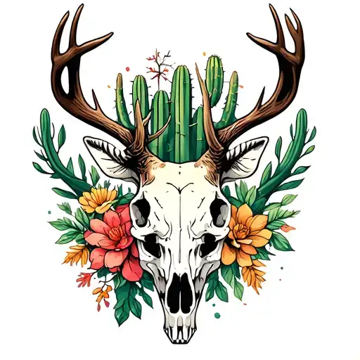 Cactus And Deer Skull Soft Shading