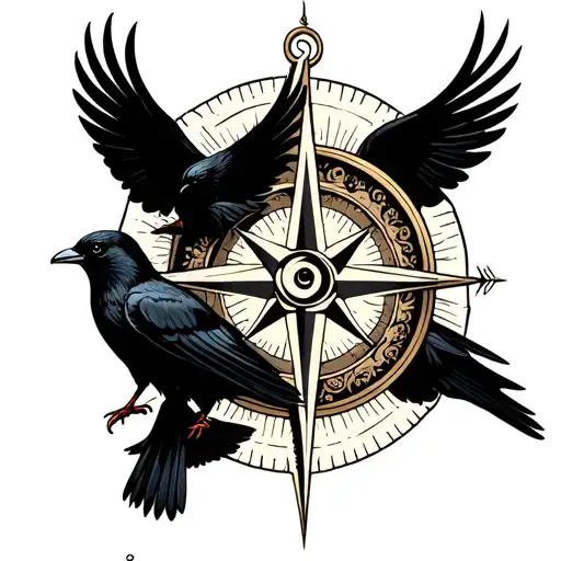 Semi Colon Compass With Crows