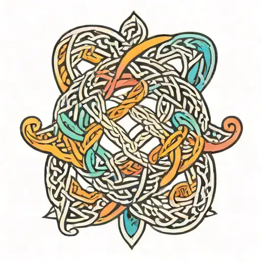 Celtic Love Knot Intertwined With Rainbow Infinity Symbol