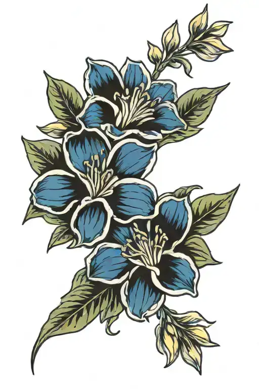 Blue Star Flowers And Evening Primrose Flower