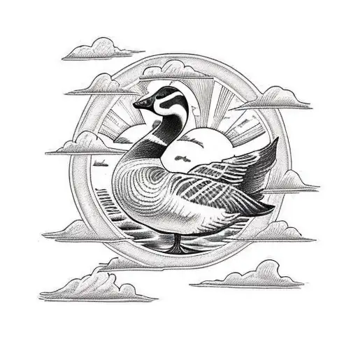 Goose Sitting On Moon