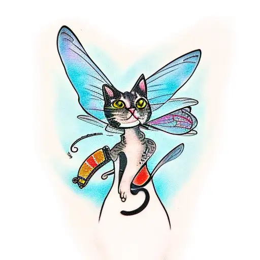 Cat Playing With Dragonfly