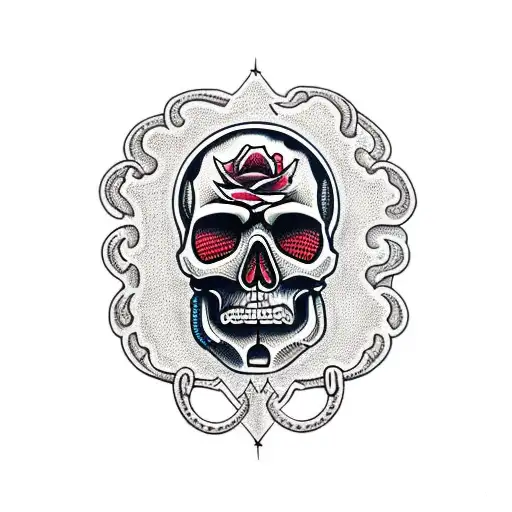 Neo Traditional Skull With Snake Skin