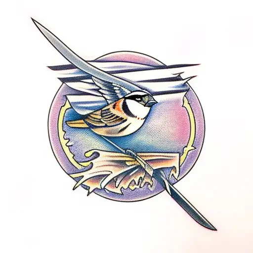 Sparrow Stabbed By A Sword